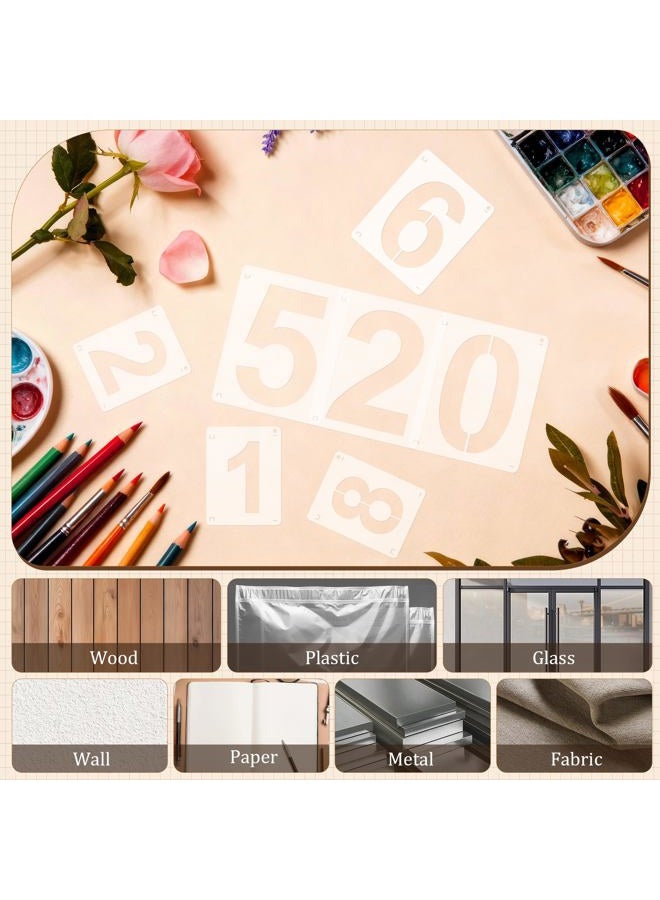 Nuesaurd 3,4,5 Inch Number Stencils, 30Pcs Plastic Reusable Washable Curb Stencil Kit for Address Painting, 0-9 Large Number Custom Stencils Digital Templates for Spray Painting, DIY Crafts, Address Signs - Image 3