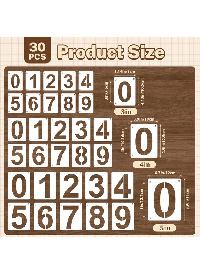 Nuesaurd 3,4,5 Inch Number Stencils, 30Pcs Plastic Reusable Washable Curb Stencil Kit for Address Painting, 0-9 Large Number Custom Stencils Digital Templates for Spray Painting, DIY Crafts, Address Signs - Image 2