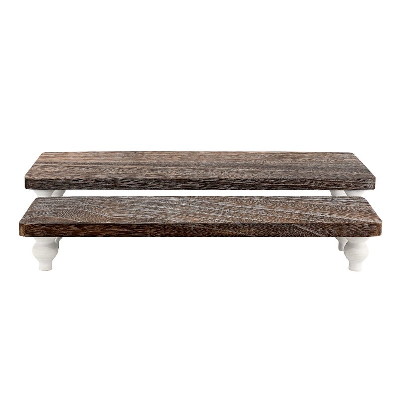 Ikee Design 2 Pcs Set Wooden Display Riser, Cupcake Dessert Display Riser, Countertop Centerpiece Dessert Serving Stand, Artificial Plant Pot Display Stand for Garden Decor, Coffee Color - Image 3