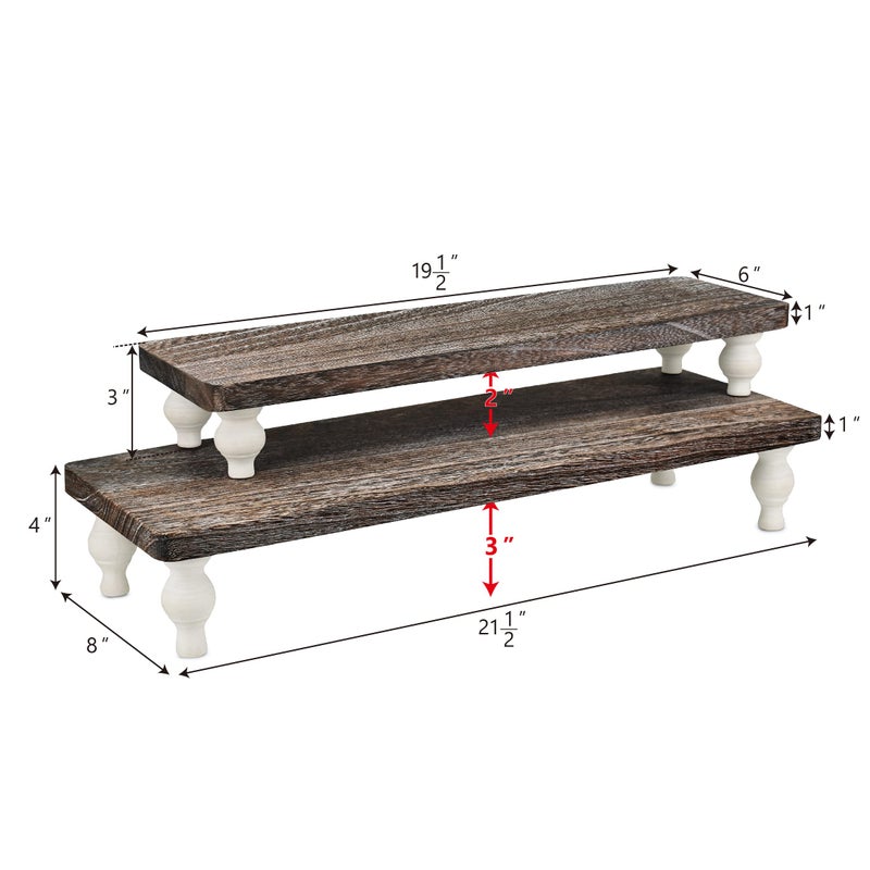 Ikee Design 2 Pcs Set Wooden Display Riser, Cupcake Dessert Display Riser, Countertop Centerpiece Dessert Serving Stand, Artificial Plant Pot Display Stand for Garden Decor, Coffee Color - Image 2