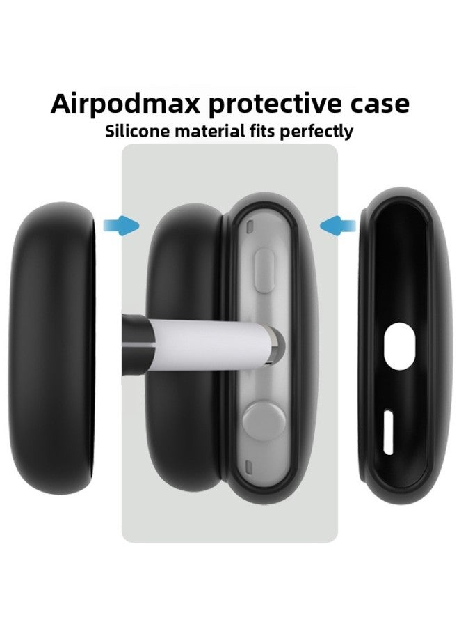 Suitable For Silicone Transparent Shell Apple AirPods Max Headset Shell Anti-collision Three-piece Set-Color:White Four-piece Set-Model:Airpodsmax Protective Sleeve - Image 4