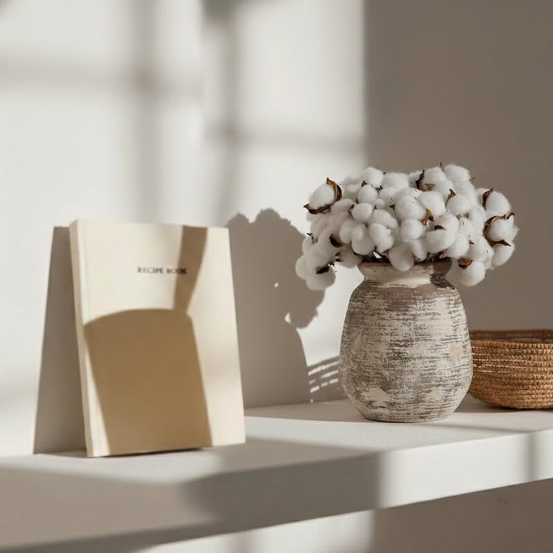 SIDUCAL Multi-price design picks Ceramic Rustic Vase, Whitewashed Terra Cotta Vase, Distressed Farmhouse Décor, Pottery Decorative Flower Vase for Home Decor, Table, Living Room Decor, Shelf Decor, Mantel, 7.3 Inch, Terra Freeze crack proof - Image 3