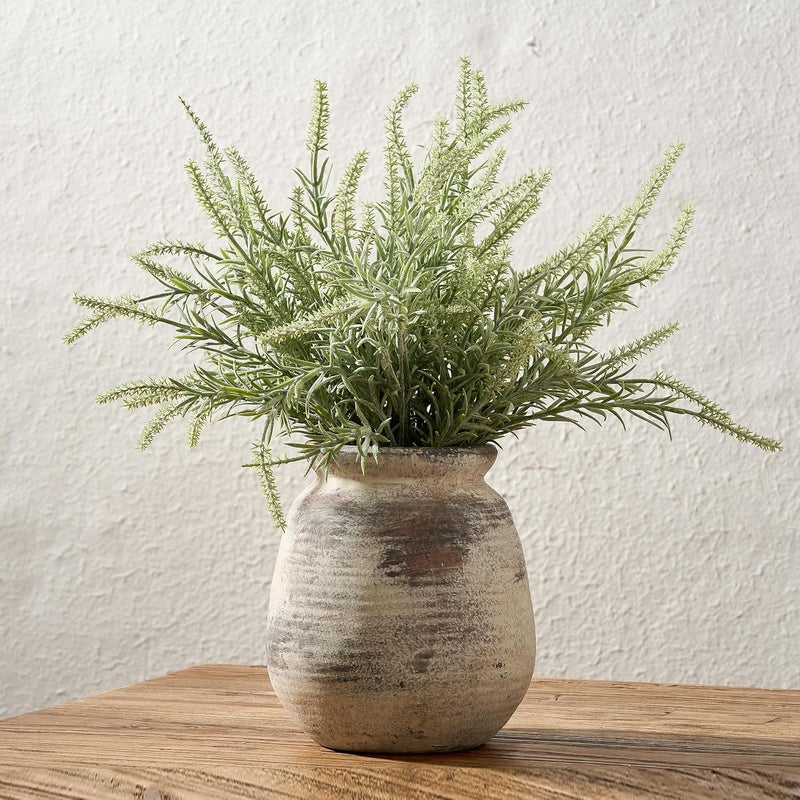 SIDUCAL Multi-price design picks Ceramic Rustic Vase, Whitewashed Terra Cotta Vase, Distressed Farmhouse Décor, Pottery Decorative Flower Vase for Home Decor, Table, Living Room Decor, Shelf Decor, Mantel, 7.3 Inch, Terra Freeze crack proof - Image 1