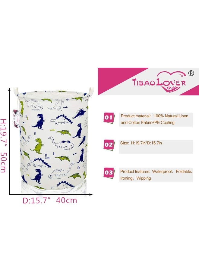 TIBAOLOVER Dinosaur Laundry Basket Baby Laundry Hamper Cute Kids Hamper Toy Storage Bin Handles for Boys and Girls Dinosaur Room Decor  - Image 2