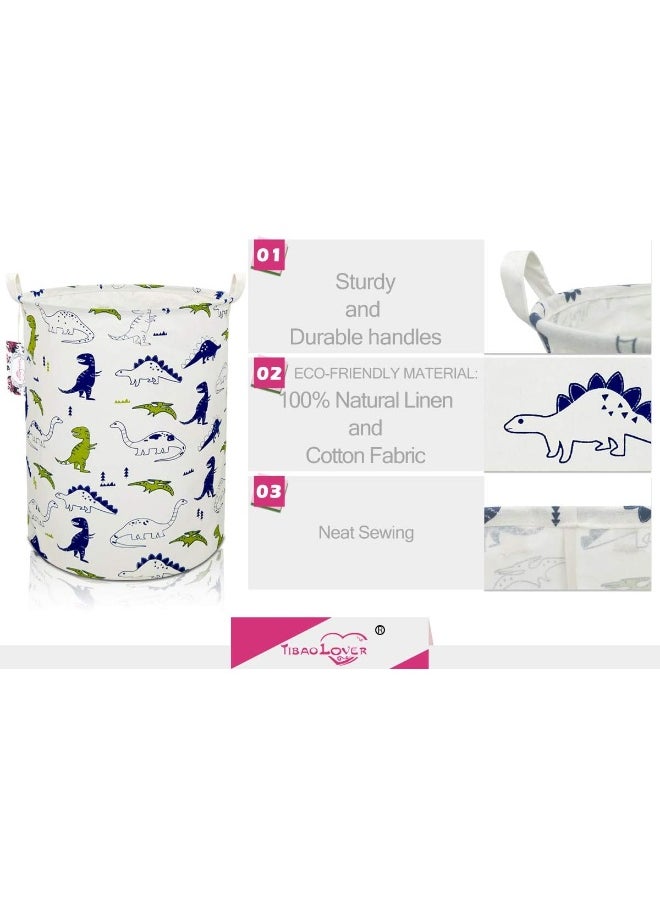 TIBAOLOVER Dinosaur Laundry Basket Baby Laundry Hamper Cute Kids Hamper Toy Storage Bin Handles for Boys and Girls Dinosaur Room Decor  - Image 3