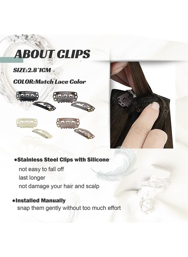 Moresoo Clip in Hair Extensions Human Hair Silver Hair Extensions Clip in Human Hair Clip in Extensions Balayage Remy Hair Extensions Black Mix Grey Clip ins 20inch 7pieces 120g #1B/Silver/1B - Image 5