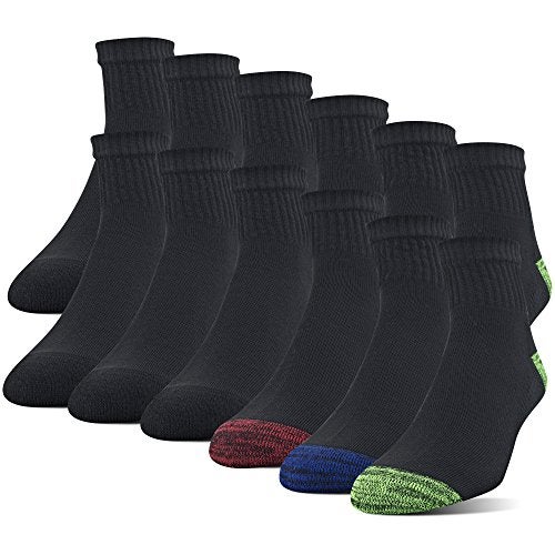Gildan Men's Polyester Half Cushion Ankle Socks, 12-Pairs, Assorted, Shoe Size: 6-12 - Image 1