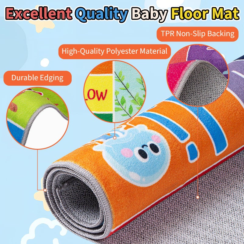 UKISS ABC Kids Rug,Toddler Educational Play Rug for Learning Alphabet, Numbers, Colors, Seasons and Animal Words,55"x55"Washable Classroom Area Rugs,Non-Slip Kids Play Mat Carpet for Playroom - Image 5
