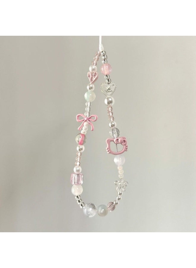 NIBEMINENT Phone Charm/ Chain Strap for Women Girls, Teenager Pink Cell Phone Case Lanyard Wrist Strap