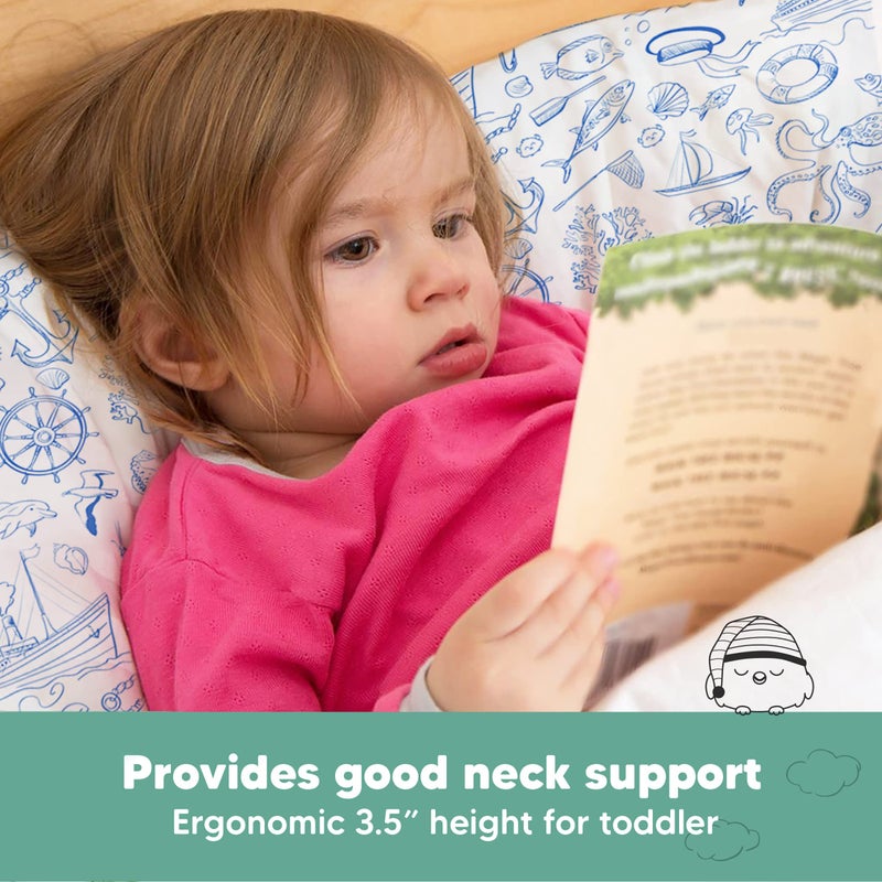 KeaBabies Toddler Pillow with Pillowcase - 13x18 My Little Dreamy Kids Travel Bed Pillows for Sleeping, Organic Cotton Small Pillowcase, Soft & Breathable, Machine Washable, Toddlers 2-5 Years Old (Nautical) - Image 5