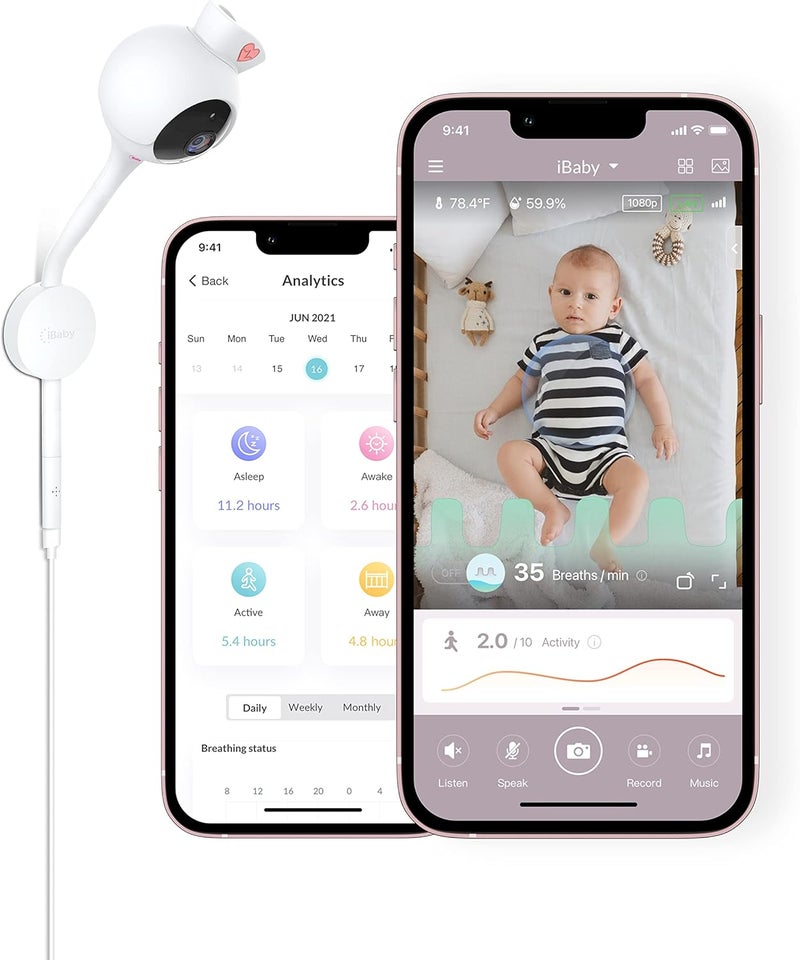 iBaby Smart Baby Breathing Monitor - with Camera and Audio, Tracking Baby's Breathing, Sleeping, Movement. i2 Wi-Fi Video Baby Monitor, Contactless, Work with Smartphone. - Image 1