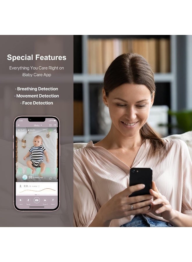 iBaby Smart Baby Breathing Monitor - with Camera and Audio, Tracking Baby's Breathing, Sleeping, Movement. i2 Wi-Fi Video Baby Monitor, Contactless, Work with Smartphone. - Image 2