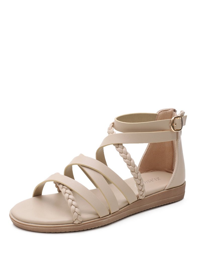 SIKETU 2025 Summer Slope And Round Head Retro Hollow Roman Sandals For Women  - Image 1