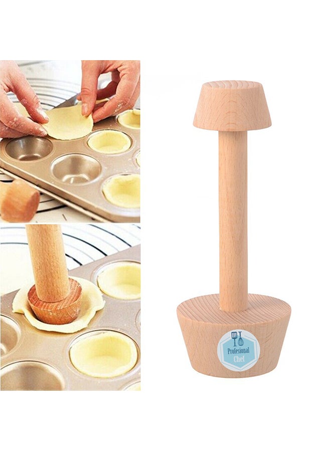 Professional Chef Wooden Double Side Egg Tart Pastry Pusher Tool Set 2 Pieces Beige 15cm 12cm for Baking Home Use Kitchen Accessories - Image 4