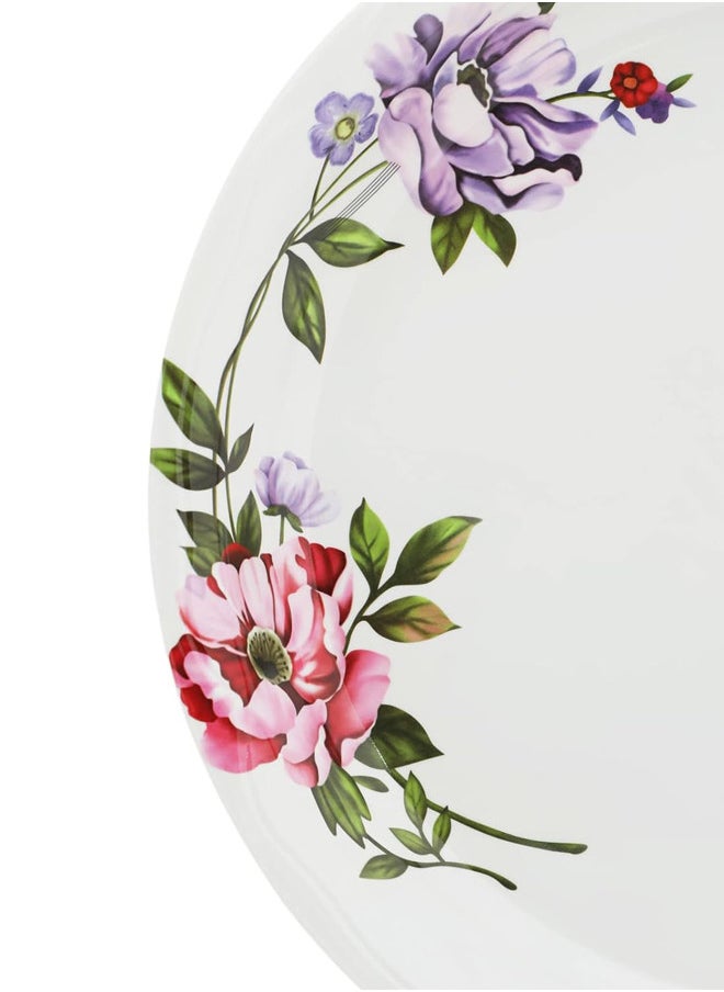 Abir 6-Piece Melamine Deep Round Serving Plate Set 35 CM / 13.78 INCH White/Floral  - Image 5