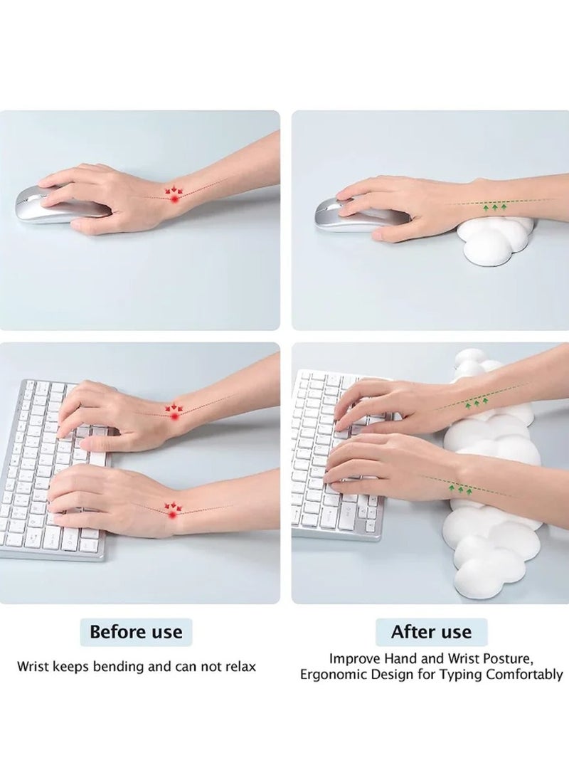 Furtey - Keyboard Wrist Rest Set Cute Cloud Shape Wrist Rest Support for Mouse Keyboard Computer Elbow Pad Arm Rest Mouse Wrist Cushion, Ergonomic Design for Typing Comfortably (Keyboard not Included) - Image 1