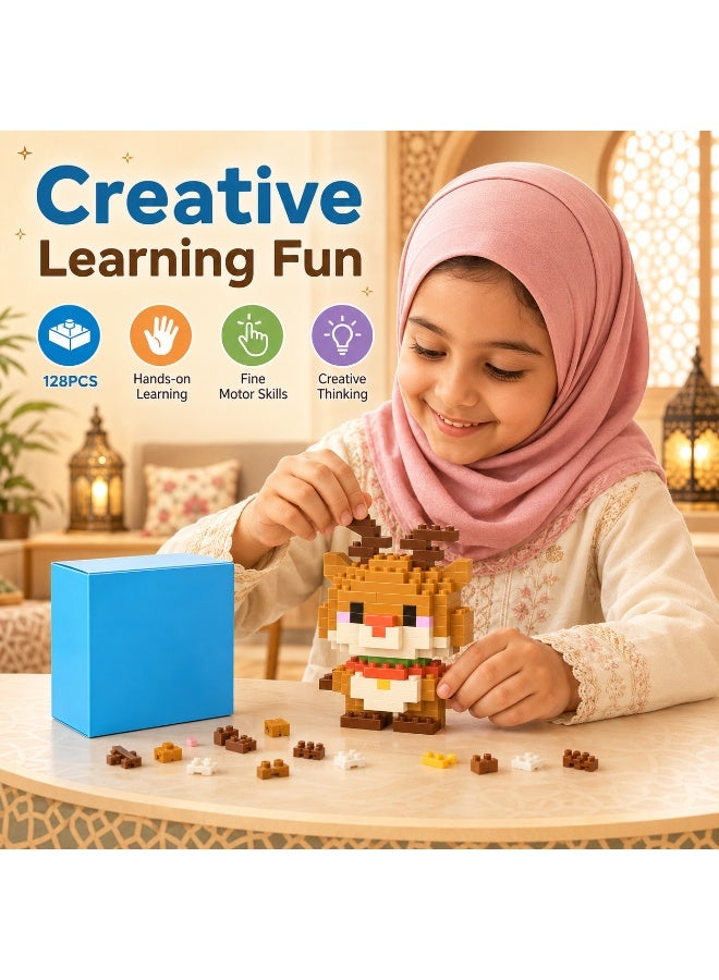1 Set 128 Pcs Deer Shaped Micro Building Blocks, DIY Educational Assembly Toy With Fixed Dimensions, For Hands-on Ability Training Of Children Aged 6 And Above - Image 2