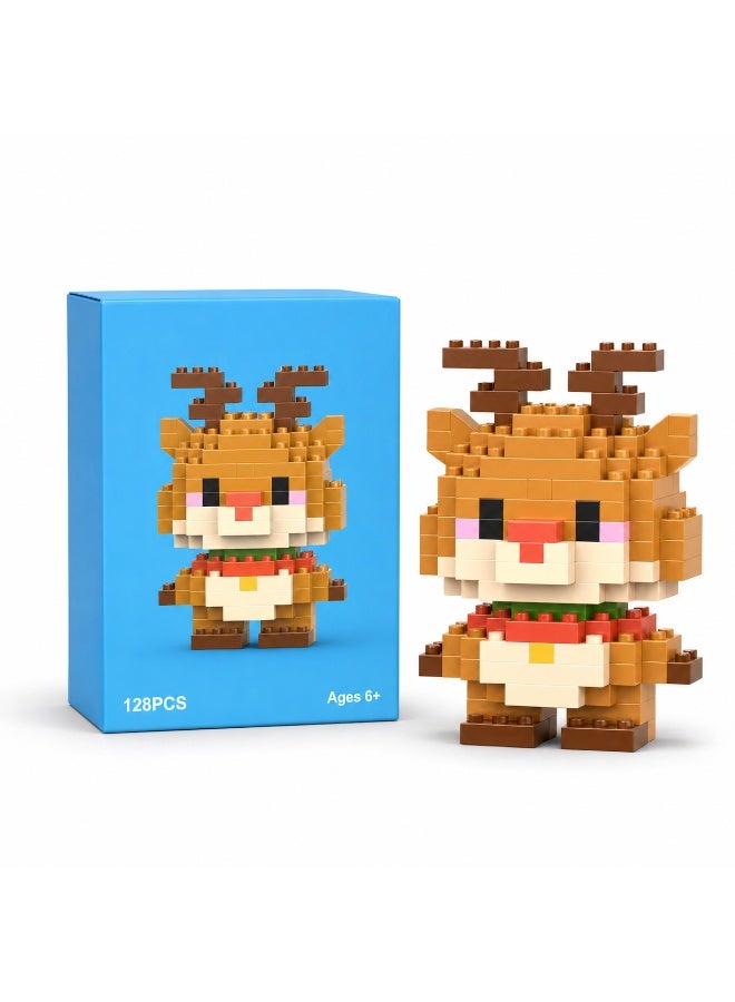 1 Set 128 Pcs Deer Shaped Micro Building Blocks, DIY Educational Assembly Toy With Fixed Dimensions, For Hands-on Ability Training Of Children Aged 6 And Above - Image 1