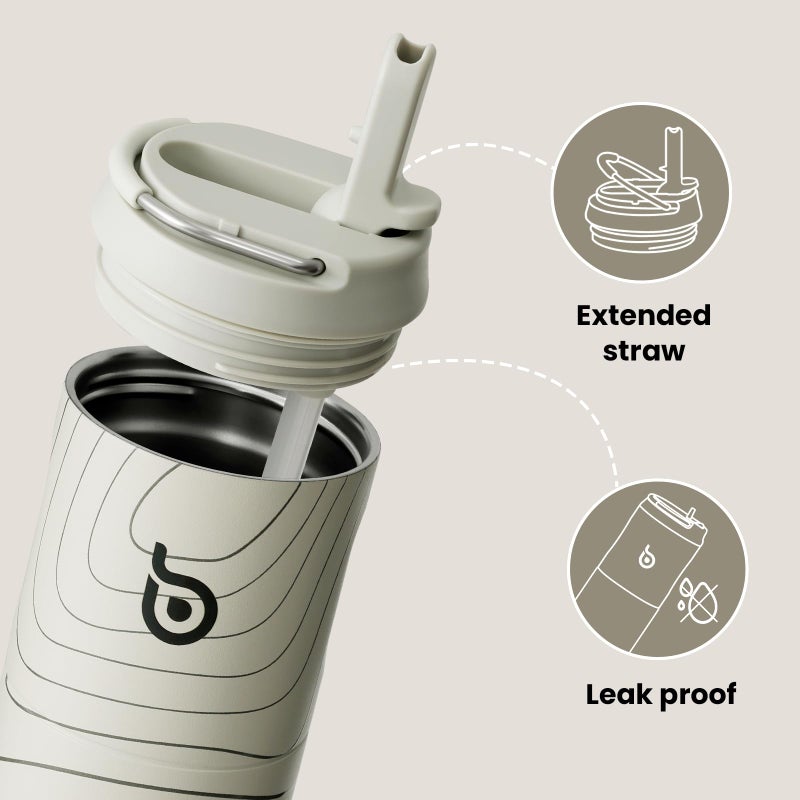 BOTTLE BOTTLE Insulated Water Bottle 24oz with Straw Lid and Handle for Sports Travel Gym Stainless Steel Water Bottles Double-Wall Vacuum Metal Leak Proof BPA-Free (Peak Gray) - Image 3