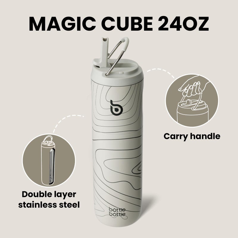 BOTTLE BOTTLE Insulated Water Bottle 24oz with Straw Lid and Handle for Sports Travel Gym Stainless Steel Water Bottles Double-Wall Vacuum Metal Leak Proof BPA-Free (Peak Gray) - Image 4