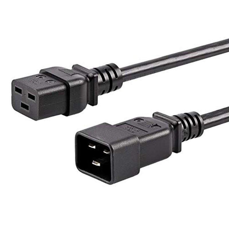 StarTech.com 10ft (3m) Heavy Duty Extension Cord, IEC 320 C19 to IEC 320 C20 Black Extension Cord, 15A 250V, 14AWG, Heavy Gauge Power Extension Cable, HeavyDuty AC Power Cord, UL Listed (PXTC19201410) - Image 1
