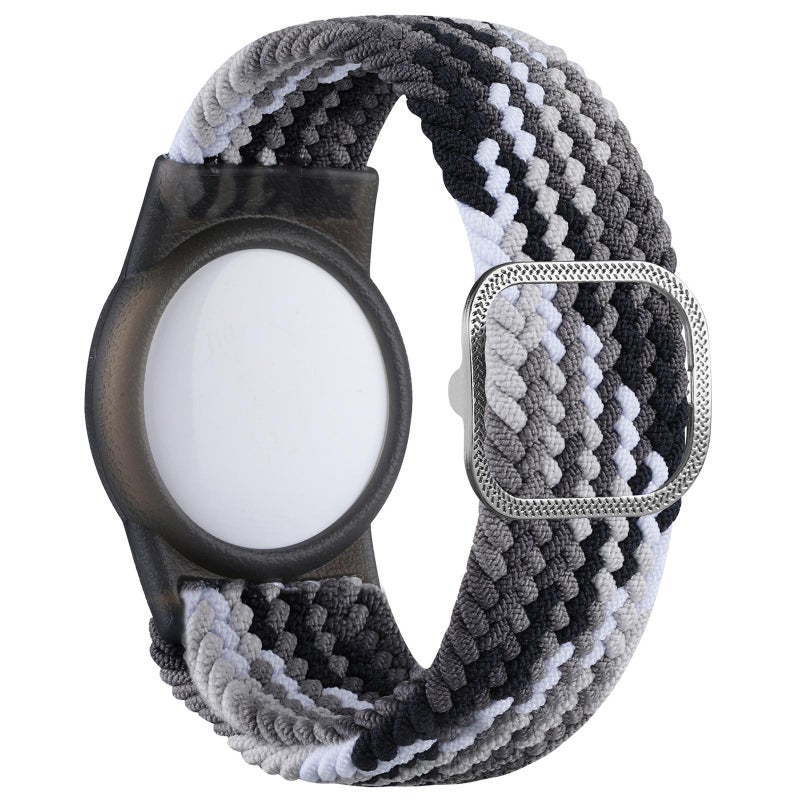 erorex For Airtag Adjustable Nylon Braided Watch Band Style Anti-Lost Tracker Protective Cover(Colorful Black) - Image 2
