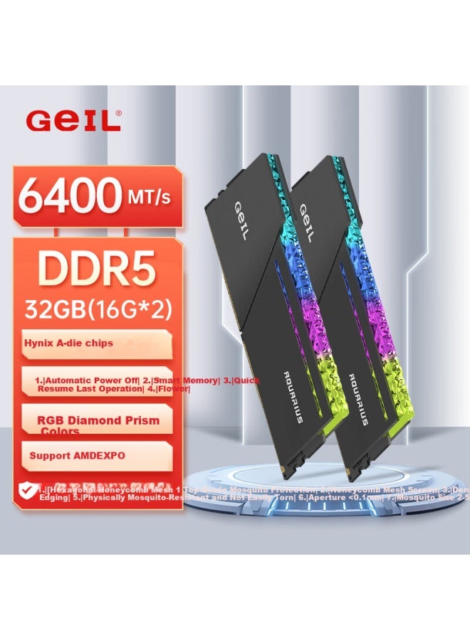 Geil Jinbang 32gb Ddr5 6400 Desktop Ram Hynix A-die Rgb Light Bar Series Metal Gray C32 - Image 4