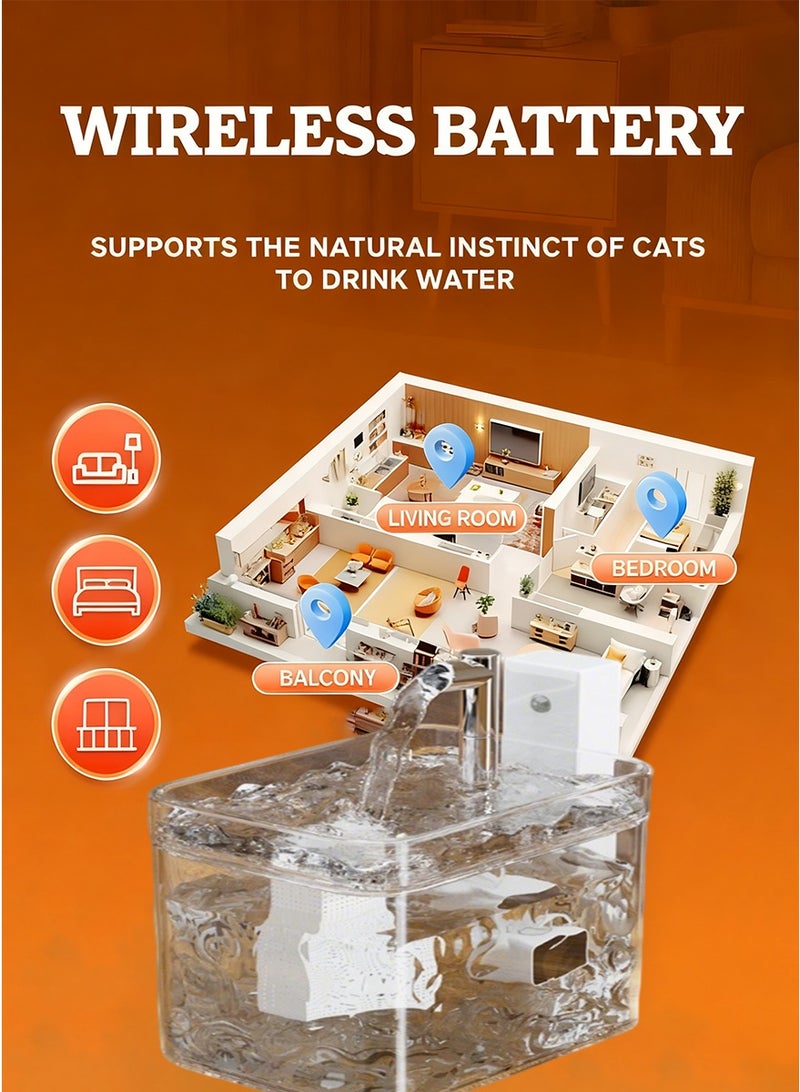 Automatic Cycle Cat Fountain Pet water fountain Quiet Pet Water Dispenser Drinking Bowl 1.5L Large Capacity (Clear) - Image 4