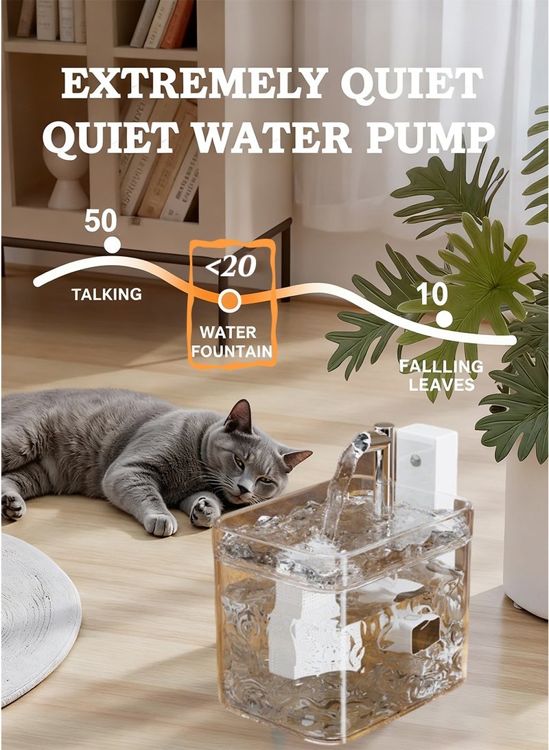 Automatic Cycle Cat Fountain Pet water fountain Quiet Pet Water Dispenser Drinking Bowl 1.5L Large Capacity (Clear) - Image 2