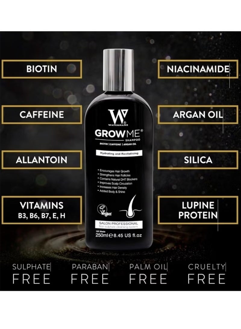 واترمانز بلسم الشعر ووترمانز جرو مي® – يحتوي على البيوتين والكافيين وزيت الأرجان لترطيب الشعر وتقويته وإنعاشه، 250 مل - Image 3