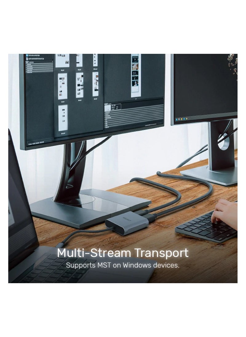 UNITEK USB-C to Dual DisplayPort Adapter, Up To 8K UHD - Connect Two Monitors for Enhanced Productivity, Ideal for creative professionals, gamers, and multitaskers,  compatible with MacBook, iPad Pro, Windows laptops, Support mirror mode" and "extended mode, best dual monitor adapter for USB-C, USB-C to dual DisplayPort adapter for MacBook,  - Image 2