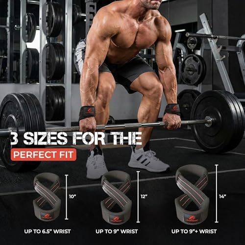 Trend Changer Figure 8 Lifting Strap Padded Deadlift Straps Heavy Duty Weight Lifting Straps Strongman Axle Bar Straps Weightlifting Wrist Wraps (Medium (Upto 8.0'' Wrist Circumference), Red White) - Image 2