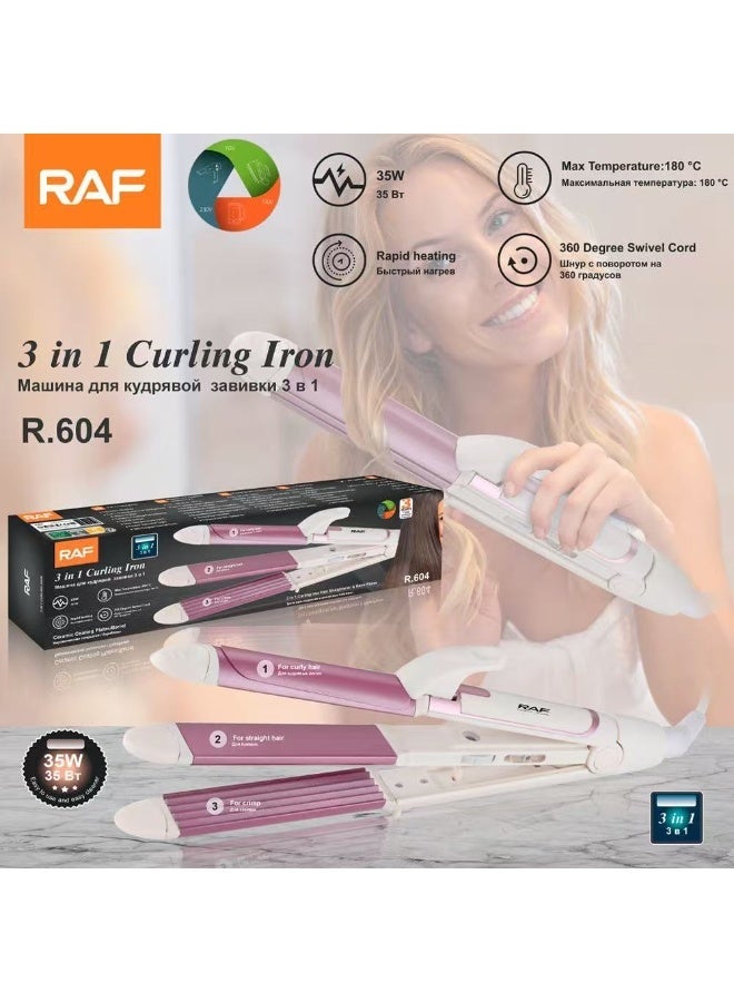 RAF 3 in 1 straight hair hair heat clipboard portable curling iron dormitory home fluffy multifunction curling iron - Image 1