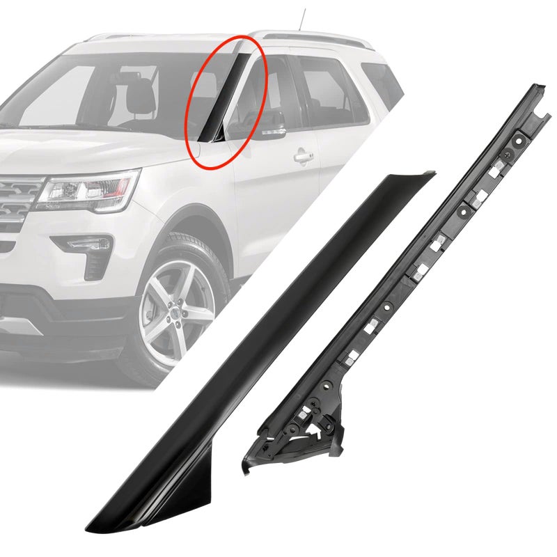 USTAR Black Left Windshield Pillar Trim Panel Molding Cover and Bracket Fit for Ford Explorer 20112019 BB5Z7803136AA BB5Z7803136AB 926450