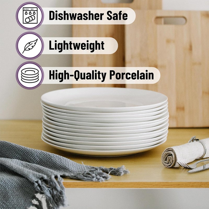 Brew To A Tea White Porcelain Dinner Plates Set of 6 105 Inch Classic Style Porcelain Construction Dinner Plates - Image 4