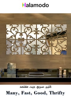 4PCS DIY 3D Mirror Wall Stickers with Square Geometric Pattern Self Adhesive Mirror Plastic Wall Sheet Tiles Made of Acrylic Material Ideal as Home Decoration for Living Room Bedroom Stair Wall Decor