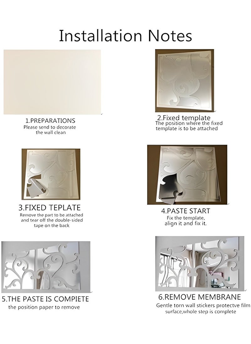 HALAMODO - 4PCS DIY 3D Mirror Wall Stickers with Square Geometric Pattern Self Adhesive Mirror Plastic Wall Sheet Tiles Made of Acrylic Material Ideal as Home Decoration for Living Room Bedroom Stair Wall Decor - Image 1