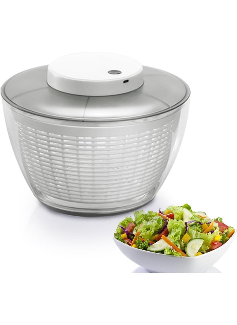 XVersion Automatic 4.5L Salad Spinner – Rechargeable Vegetable & Fruit Washer with Bowl, Quick Lettuce Dryer, Anti-Shake, Easy Drain, Compact Storage – White  - Image 1