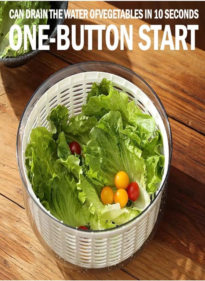 XVersion Automatic 4.5L Salad Spinner – Rechargeable Vegetable & Fruit Washer with Bowl, Quick Lettuce Dryer, Anti-Shake, Easy Drain, Compact Storage – White  - Image 3