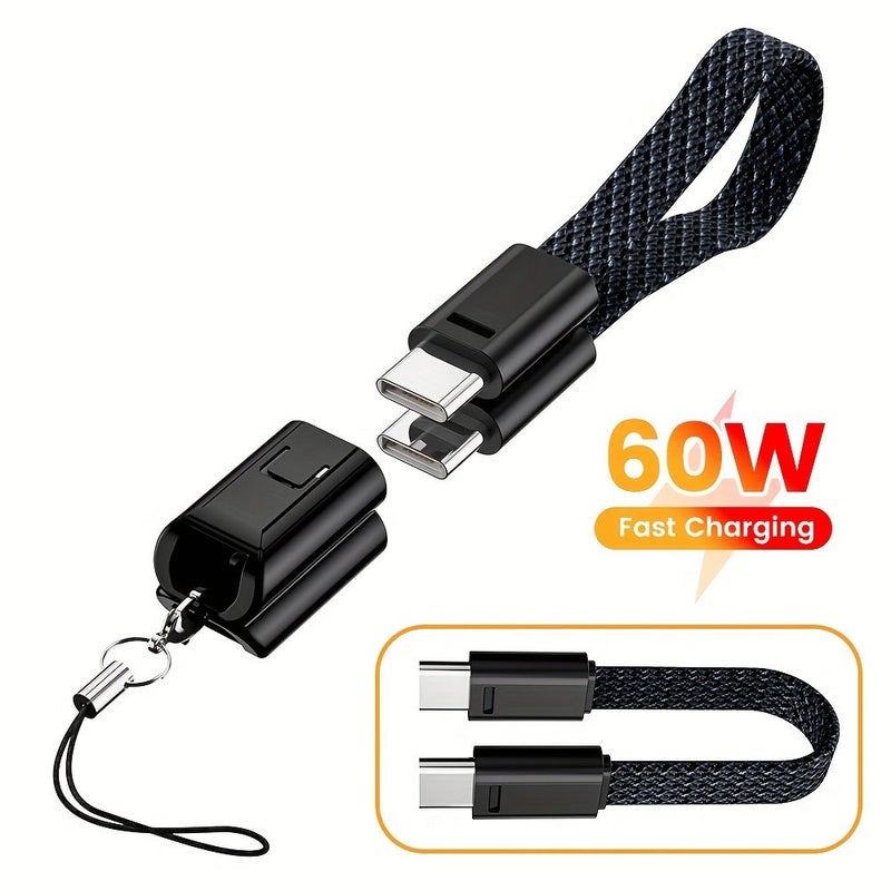 كابل شحن سريع OLED 60W من USB-C إلى USB-C، قصير، مع مفتاح بيانات، مناسب لهواتف iPhone 15 و 16 - Image 5