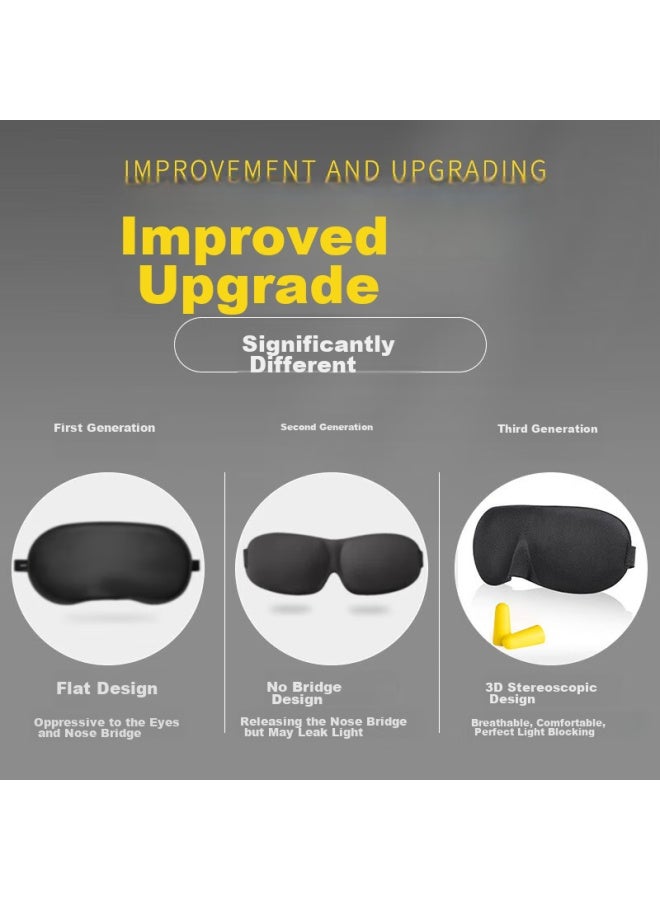 JOY TOUR Joytour3d Eye Mask, Lightweight And Comfortable, Sleep Mask, Light-blocking, Sleep Aid, Eye Protection, Navy Blue With Earplugs - Image 2