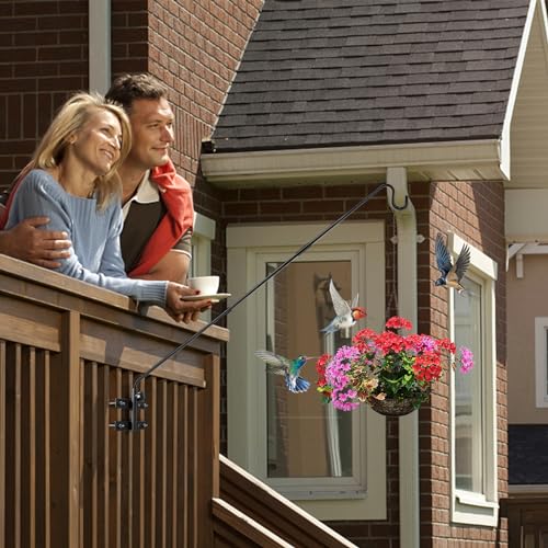 IVOODi Heavy Duty Deck Hook-Deck Railing Plant Hanger, 29 to 43 Inch Extended Bird Feeder Hanger W/Double Clamps,Versatile Deck Shepherd Hook for Hanging Bird Feeders,Lanterns,Planters etc. - Image 2