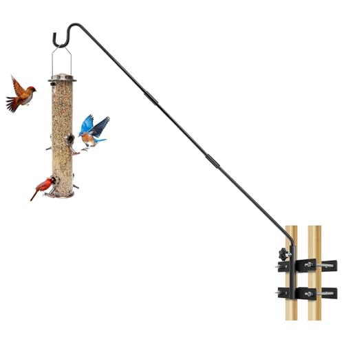IVOODi Heavy Duty Deck Hook-Deck Railing Plant Hanger, 29 to 43 Inch Extended Bird Feeder Hanger W/Double Clamps,Versatile Deck Shepherd Hook for Hanging Bird Feeders,Lanterns,Planters etc. - Image 1