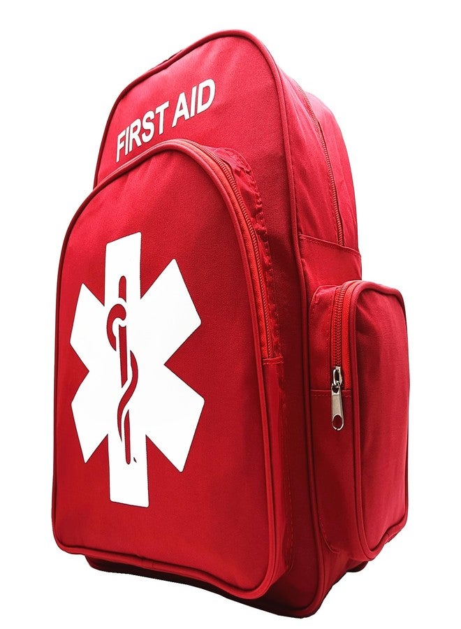 Jipemtra Red Emergency Backpack First Aid Bag Empty Medical First Aid Back Pack Treatment First Responder Trauma Bag for Camping Daycare Vacation Outdoors Pet Dog Cat Road Trip Cycling Riding (Red White) - Image 5