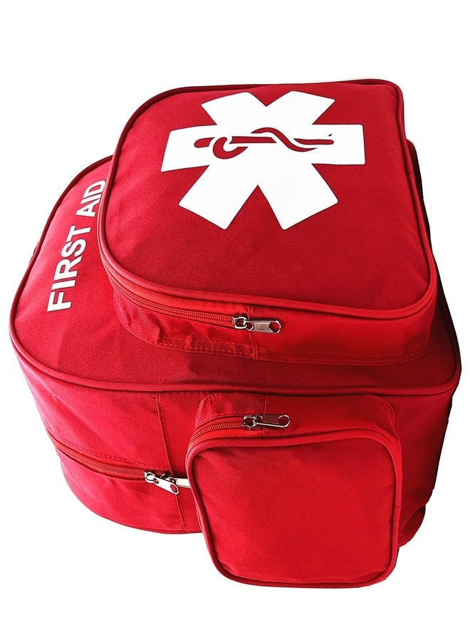 Jipemtra Red Emergency Backpack First Aid Bag Empty Medical First Aid Back Pack Treatment First Responder Trauma Bag for Camping Daycare Vacation Outdoors Pet Dog Cat Road Trip Cycling Riding (Red White) - Image 3