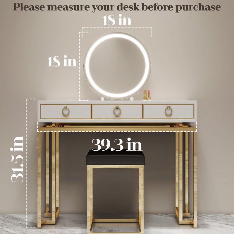 ROLOVE Makeup Mirror with Lights, 18 Inch Vanity Mirror with Lights, Lighted Makeup Mirror, Smart Touch Control Round Lighted Vanity Mirror, Tabletop ï¼† Desk Mirror, Gifts for Women, Wife, Mom, Girls - Image 5