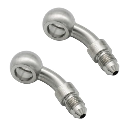 KRD PERFORMANCE Stainless Steel 45 Degree 102mm M10 Banjo Eye Hole Diameter to 3AN Male Brake Clutch Fitting for AN3 PTFE Brake Hose Line 2 PCS - Image 1
