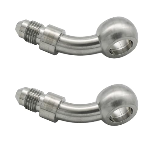 KRD PERFORMANCE Stainless Steel 45 Degree 102mm M10 Banjo Eye Hole Diameter to 3AN Male Brake Clutch Fitting for AN3 PTFE Brake Hose Line 2 PCS - Image 3