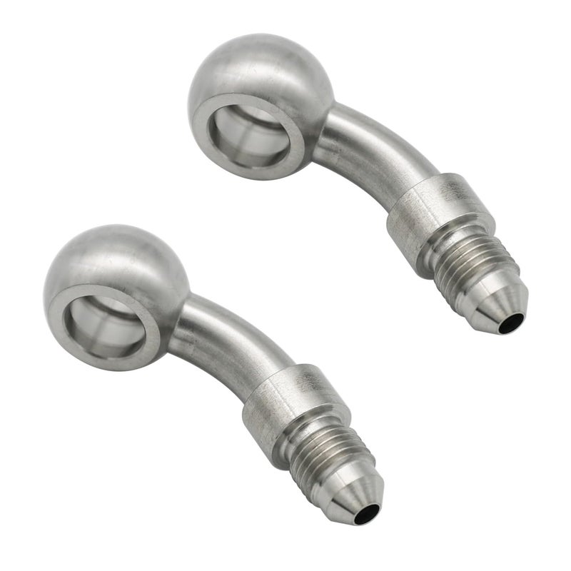 KRD PERFORMANCE Stainless Steel 45 Degree 102mm M10 Banjo Eye Hole Diameter to 3AN Male Brake Clutch Fitting for AN3 PTFE Brake Hose Line 2 PCS - Image 2