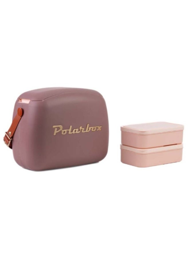 Polarbox 6 Liters Urban Cooler Bag with 2 Containers Mauve Gold - Image 1